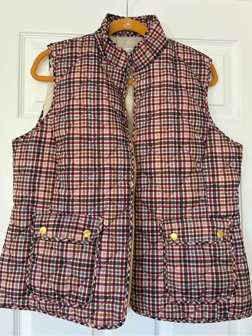 St. John's Bay Burgundy Plaid Quilted Vest